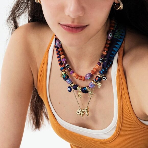 Halloween Beaded Necklace Copper Evil Eye Pumpkin Gift for Women Costume - Picture 5 of 7